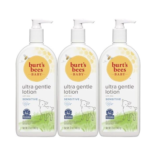 Burt's Bees Baby Ultra Gentle Lotion with Aloe for Sensitive Skin, Pediatrician Tested, 99.0% Natural Origin, Pack of 3