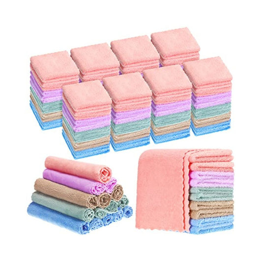 100 Pack Baby Washcloths Bulk 10 x 10 Inch Microfiber Coral Fleece Baby Face Towels Absorbent and Soft Baby Wash Cloths for Newborns Infants and Toddlers (Colorful)