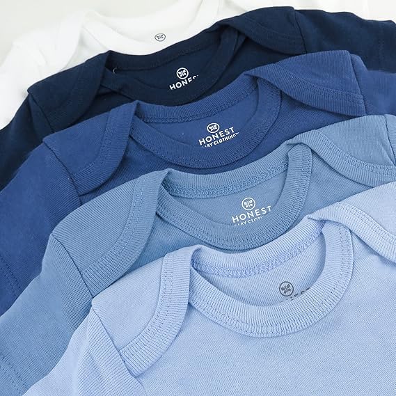 HonestBaby 5-pack Short Sleeve Bodysuits One-piece 100% Organic Cotton for Infant Baby Boys