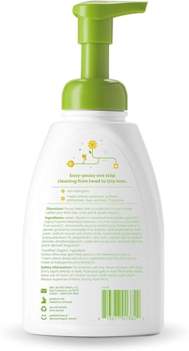 Babyganics Baby Shampoo + Body Wash Pump Bottle, Chamomile Verbena, 16oz, 3 Pack