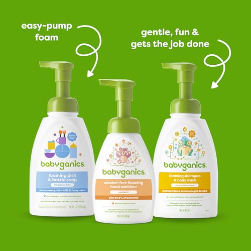 Babyganics Baby Shampoo + Body Wash Pump Bottle, Chamomile Verbena, 16oz, 3 Pack
