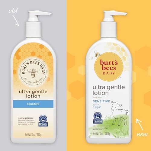 Burt's Bees Baby Ultra Gentle Lotion with Aloe for Sensitive Skin, Pediatrician Tested, 99.0% Natural Origin, Pack of 3