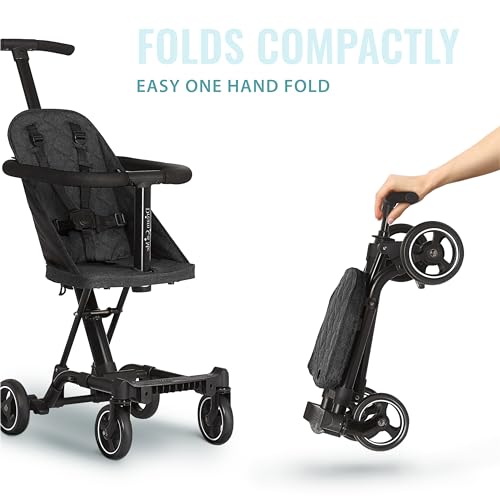 Dream On Me Lightweight and Compact Coast Rider Stroller with One Hand Easy Fold, Adjustable Handles and Soft Ride Wheels, Black