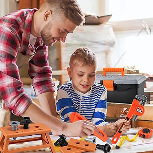 Kids Tool Set – Zealous 48 pcs Toddler Tool Set with Tool Box & Electronic Toy Drill, Pretend Play Kids Toys, Toy Construction Tools for Kids Ages 3,4,5,6,7,8 Years Old (A-Orange)