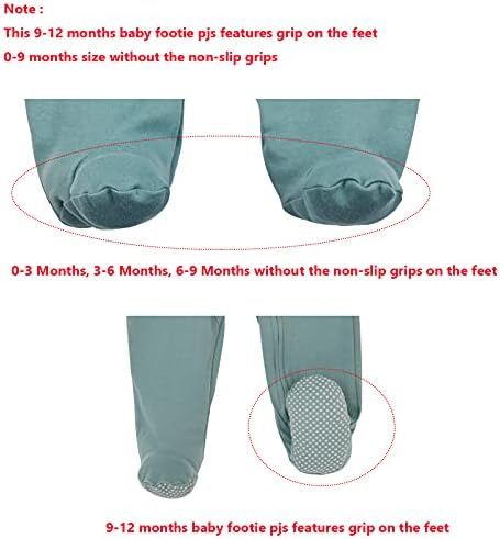 Aablexema Baby Footie Pajama with Mitten Cuffs, Double Zipper Infant Cotton clothes Sleeper Pjs, Footed Sleep Play