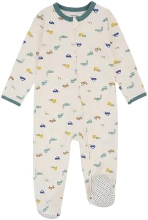 Aablexema Baby Footie Pajama with Mitten Cuffs, Double Zipper Infant Cotton clothes Sleeper Pjs, Footed Sleep Play