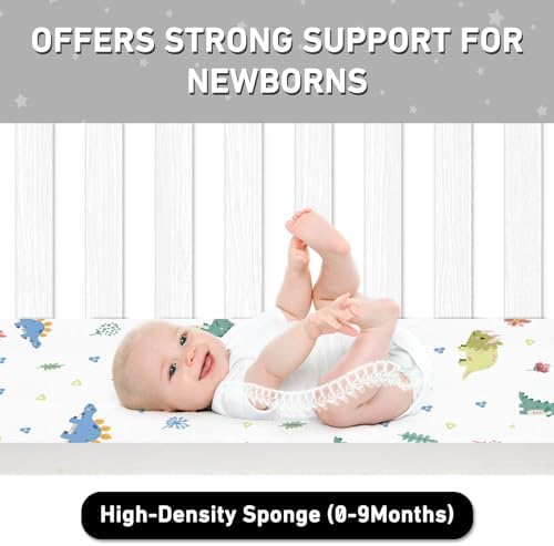 Pack and Play Mattress 38"x26" Portable Breathable Pack N Play Mattress for Baby and Toddler - Infant Mattress Waterproof Washable Animal Cover with Soft Comfortable Memory Foam