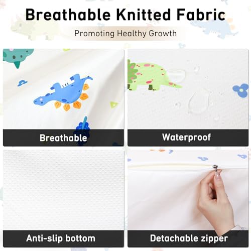 Pack and Play Mattress 38"x26" Portable Breathable Pack N Play Mattress for Baby and Toddler - Infant Mattress Waterproof Washable Animal Cover with Soft Comfortable Memory Foam