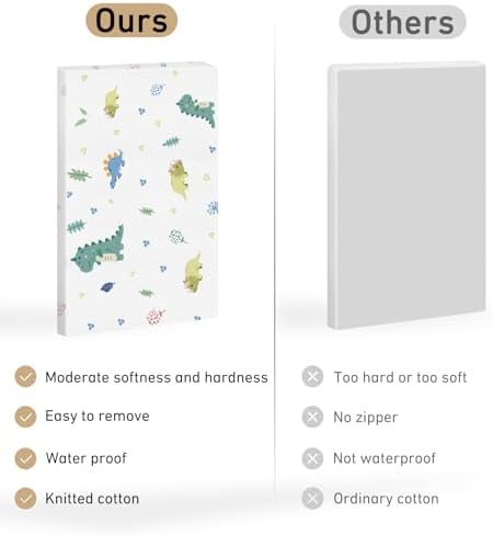 Pack and Play Mattress 38"x26" Portable Breathable Pack N Play Mattress for Baby and Toddler - Infant Mattress Waterproof Washable Animal Cover with Soft Comfortable Memory Foam