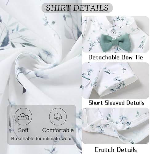 Baby Boy Clothes Suits 3-24M Infant Gentleman Outfits, Short Sleeve Shirt+Bowtie+Beret+Suspender Pants Clothing Set
