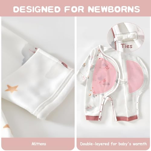 100% Organic Cotton 2-Piece Soft 0-6 Months Baby Romper Jumpsuits for Boys and Girls Unisex Long Sleeve