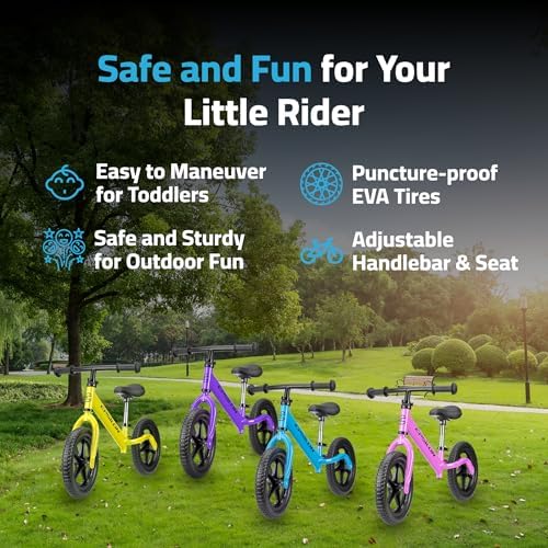 Epsilon Kids Balance Bike Toy for 2-6 Years Boys and Girls with Adjustable Handlebar and Seat, Early Learning No Push Pedal, No Braking Toy Bike, First Birthday Gifts for Kids