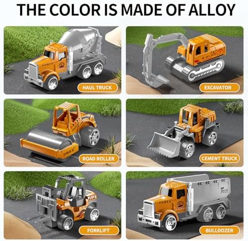 Toddler Boys Toys for 3 4 5 6 Years Old, Construction Truck Vehicle Toy Set with Play Mat, Die-Cast Toy Car Carrier Truck for Boys Kids, Birthday Gifts Toys for 3 4 5 6 7 8+ Year Old Boys