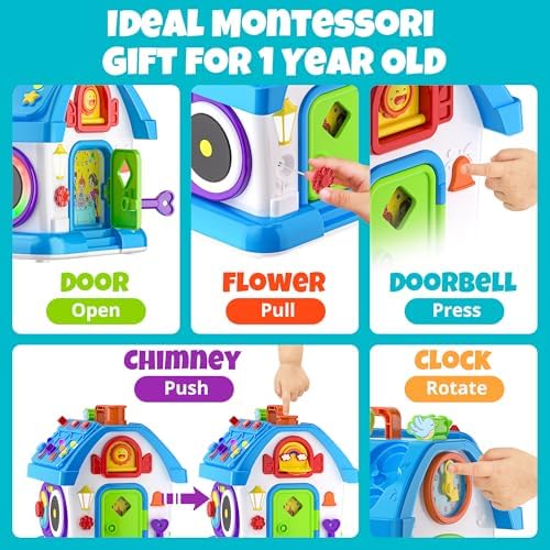 Toys for 1 Year Old Girl Boy Gifts, Baby Montessori Toys 12-18 Months, Toddler Educational Learning Toys for 1-2 Year Old, Baby Musical Toy House for One Year Old Boys Girls 1st Birthday Gift