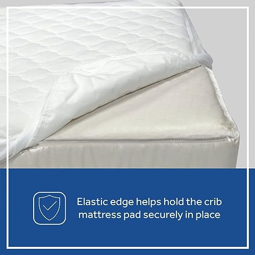 Sealy Baby 2-PACK Fitted Waterproof Infant Crib Mattress Protector Pad and Toddler Bed Cover, Durable and Comfortable Topper, Machine Washable and Dryer Friendly, 52” x 28”- White