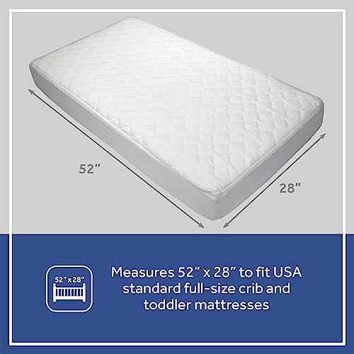 Sealy Baby 2-PACK Fitted Waterproof Infant Crib Mattress Protector Pad and Toddler Bed Cover, Durable and Comfortable Topper, Machine Washable and Dryer Friendly, 52” x 28”- White